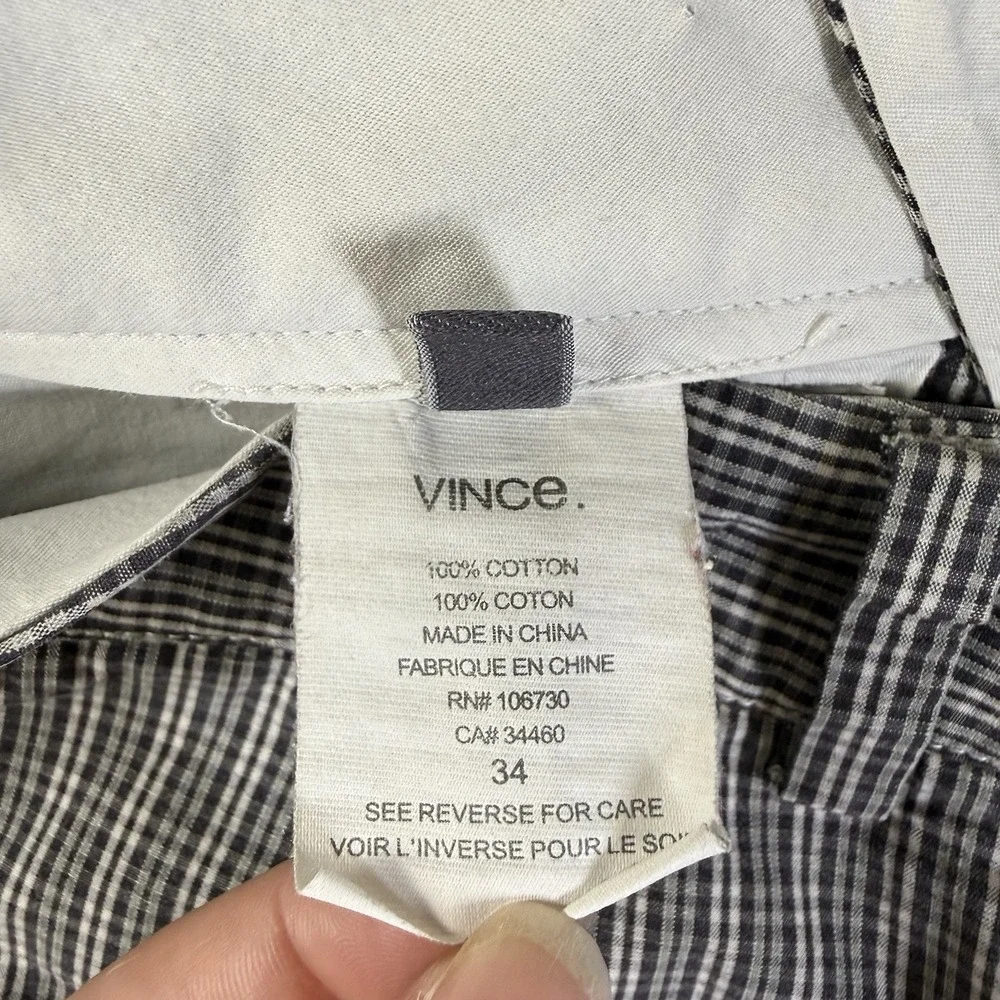 Vince Men's Shorts Size 34 Brown FLAW* Golf Preppy Casual Checkered Cotton